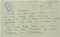 Carta de H. O. Owen a Manoel Maria Sarmento Rodrigues