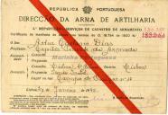 Certificado de manifesto de armas, Artur Caetano Dias.